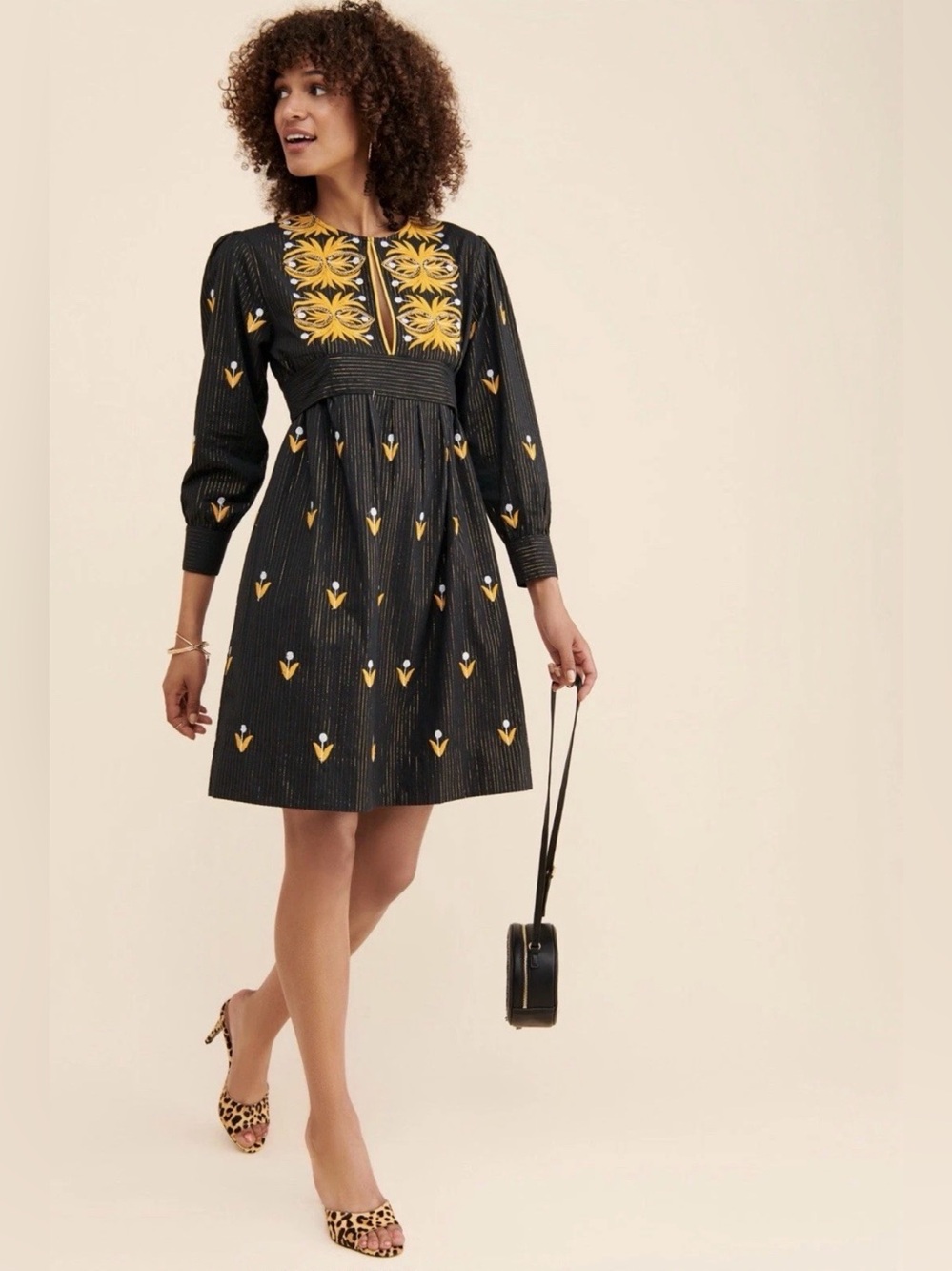 Antik Batik for Anthropologie Embroidered Dress Vintage style size S Retail $285